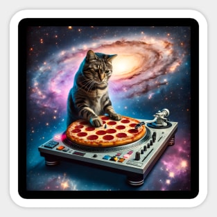 Music Pizza Cat in Space Sticker